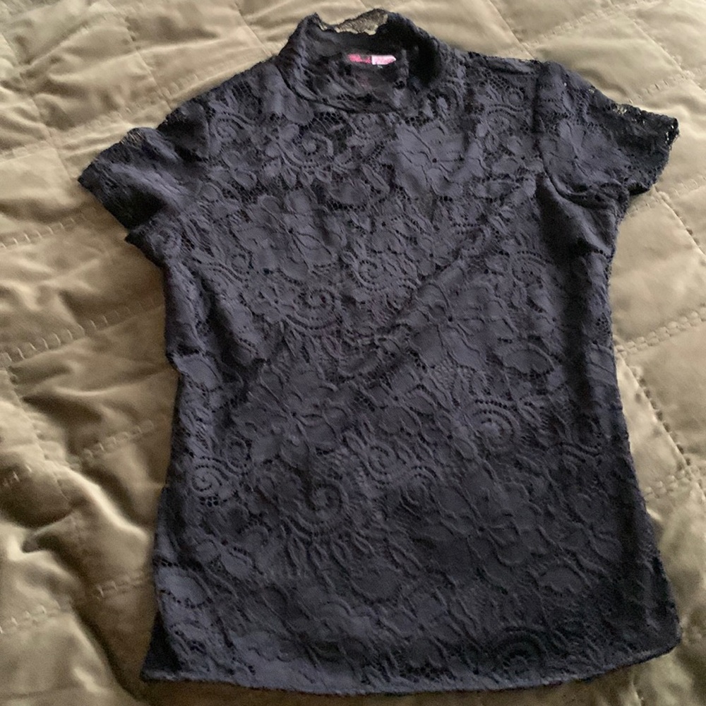 Black Soft lace top high collar